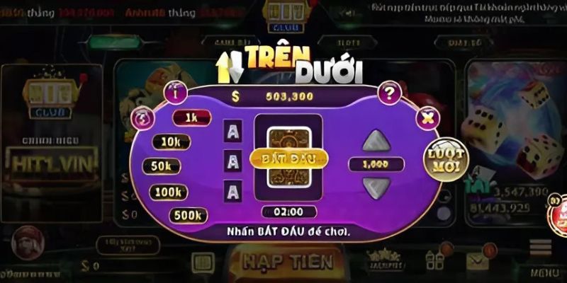 Giao diện sảnh chơi mini game hitclub được đầu tư hiện đại